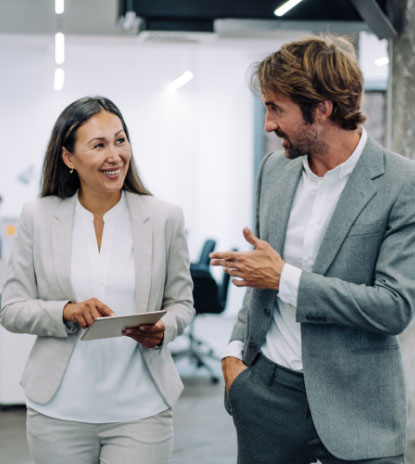 Smiling office workers
